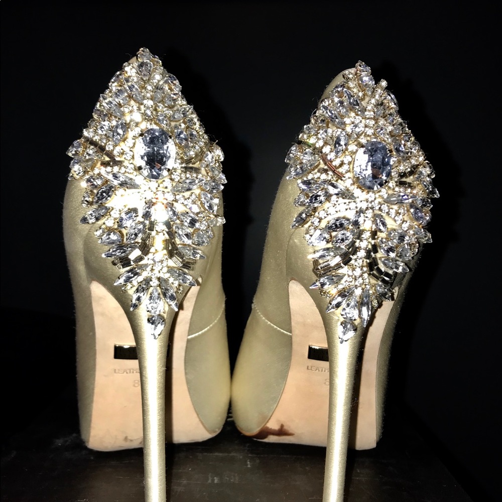 Badgley Mischka Peep Toe Bridal Shoe